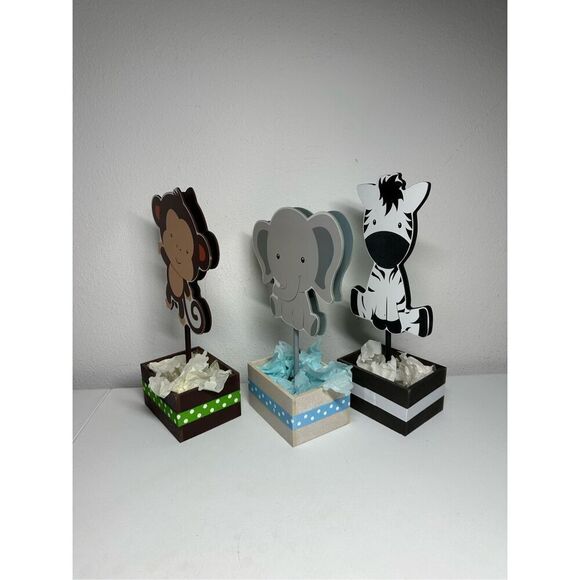 Lot of 3 Jungle Baby Shower Safari Theme Centerpiece Room Decoration - Picture 12 of 12
